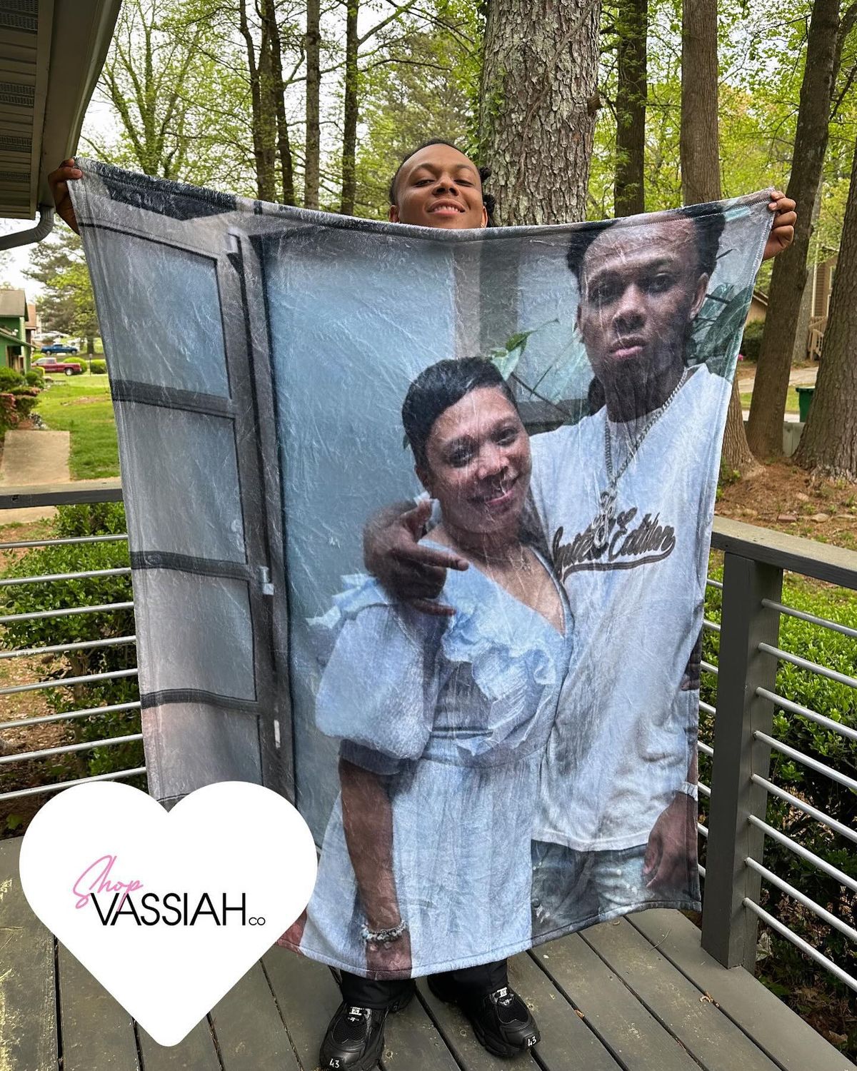 Custom photo blanket printed with a customer's photo